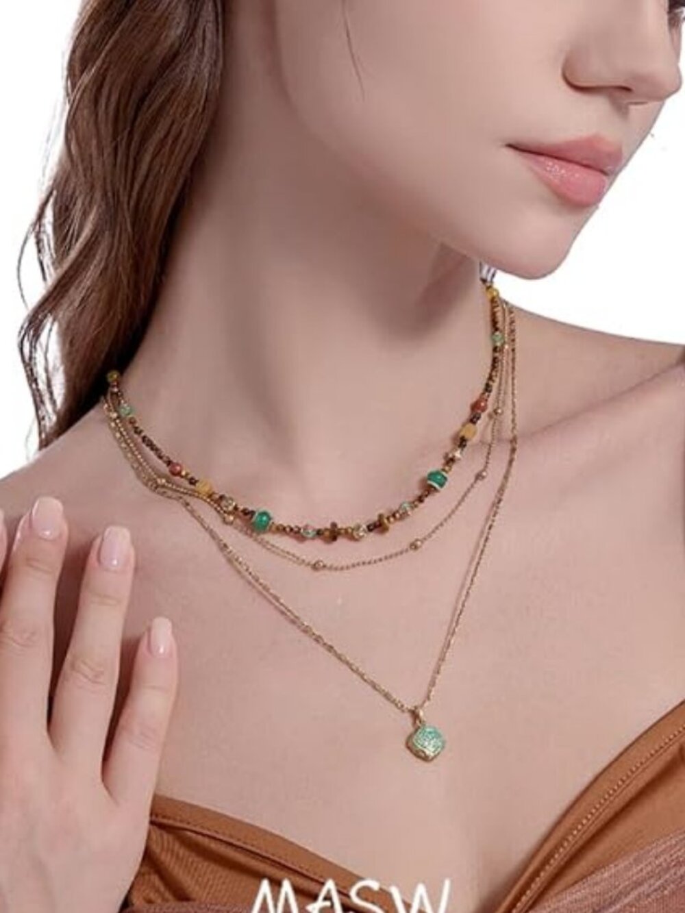 boho layered Original design Retro style multi-layer beaded necklace Fashion wom